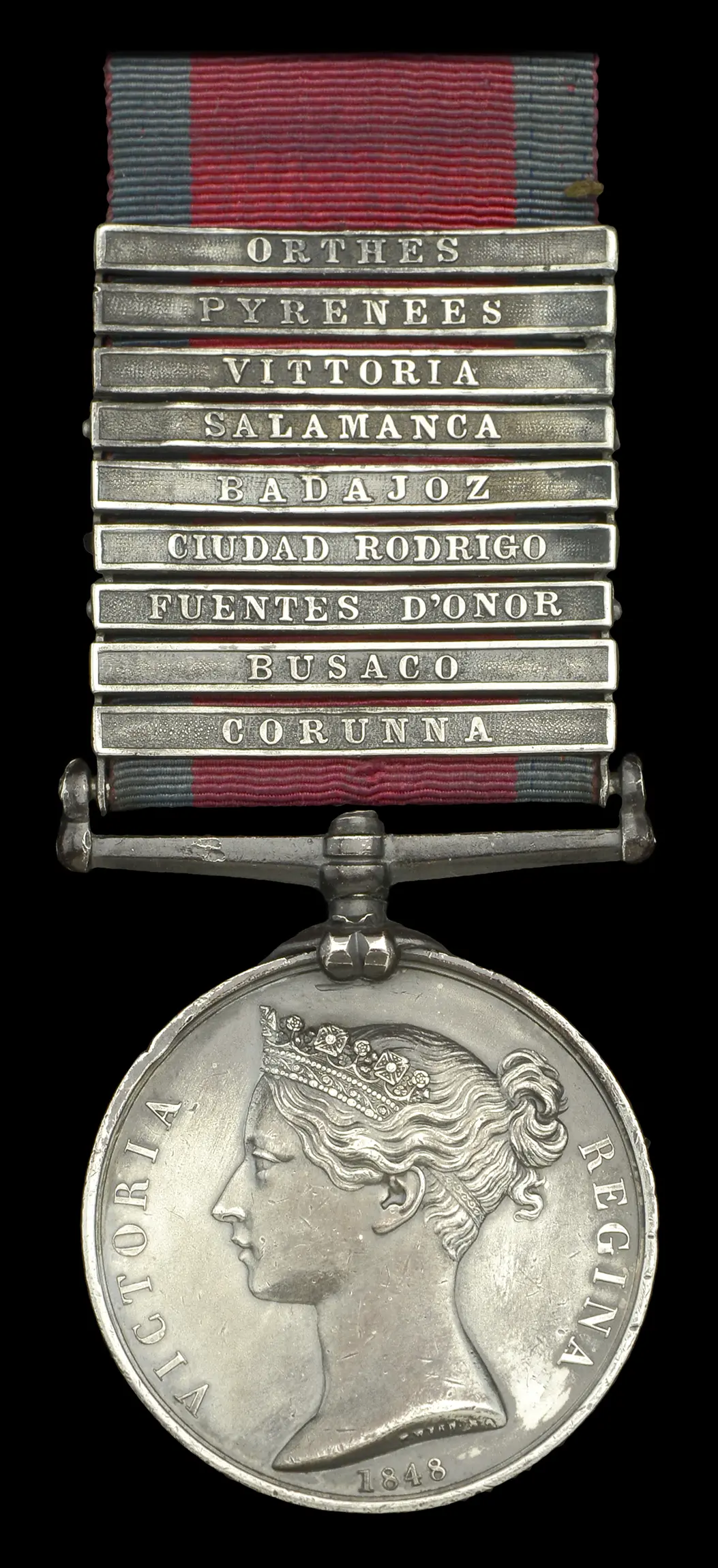 Military General Service 1793-1814, 9 clasps, Corunna, Busaco, Fuentes