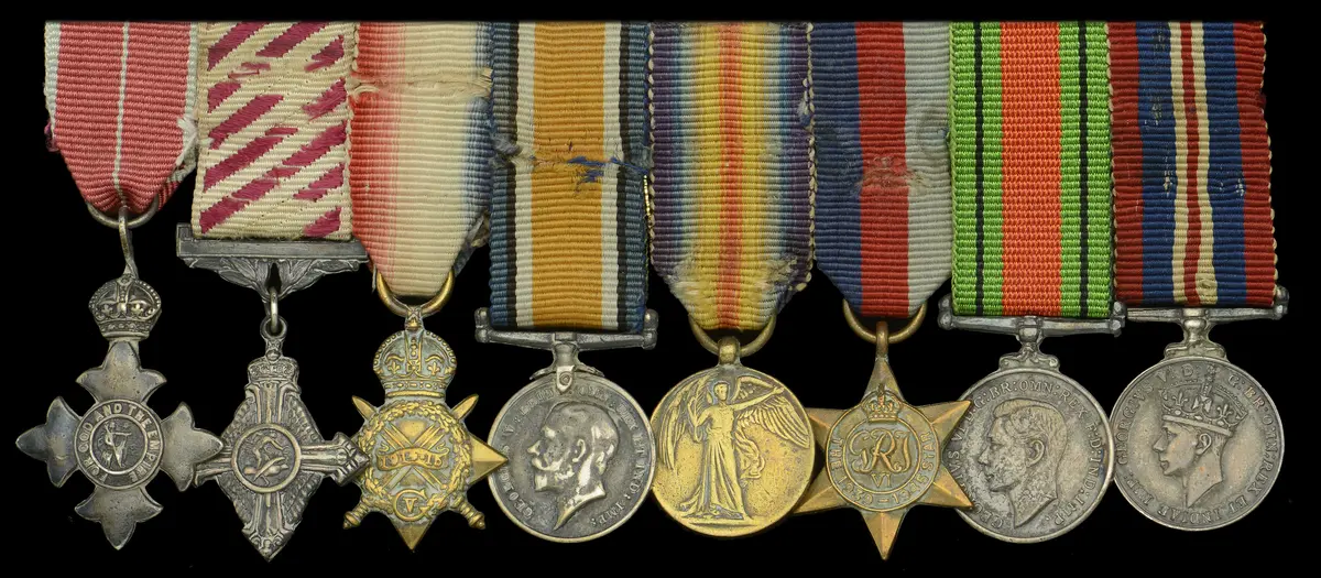 A Great War M.B.E., A.F.C. mounted group of eight miniature dress
