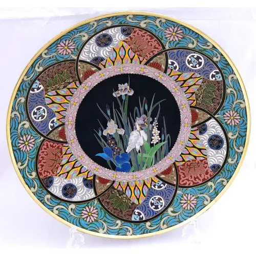 A PAIR OF JAPANESE CLOISONNÉ DISH SIGNED YAMA-KAZU, MEIJI PE...