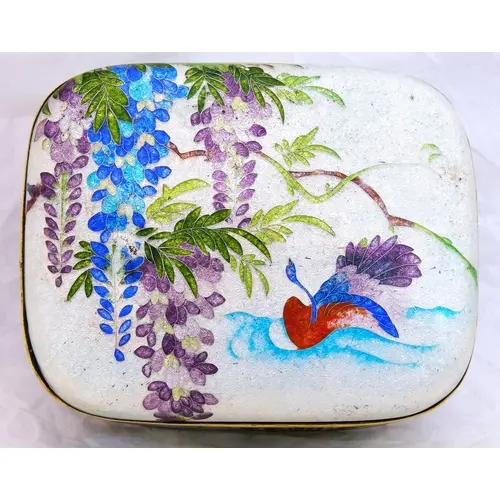 A JAPANESE GINBARI-ENAMEL BOX LATE MEIJI PERIOD decorated w...