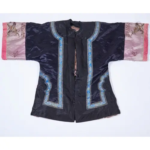 A GOOD BLACK-GROUND FUR LINED SILK WINTER COAT GUANGXU PERIO...