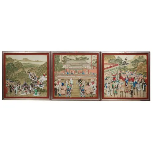 THREE PAINTINGS OF FESTIVAL SCENES, ATTRIBUTED TO ZHU DINGXI...