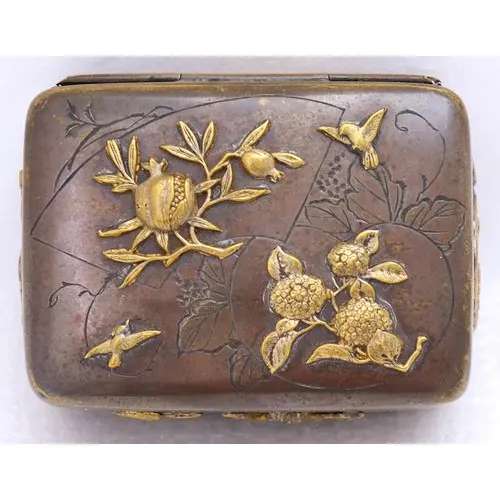 A JAPANESE MIXED METAL BOX AND COVER LATE MEIJI PERIOD the ...