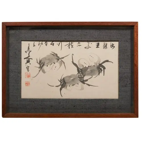 JAPANESE INK PAINTING OF CRABS 20TH CENTURY Depicting three ...