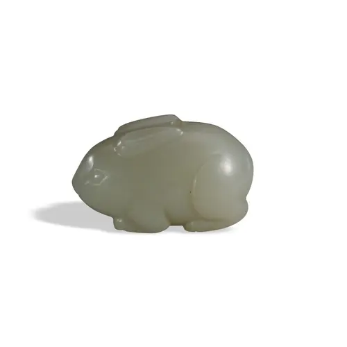 A FINE WHITE JADE 'RABBIT' PENDANT QING DYNASTY (1644-1911) ...