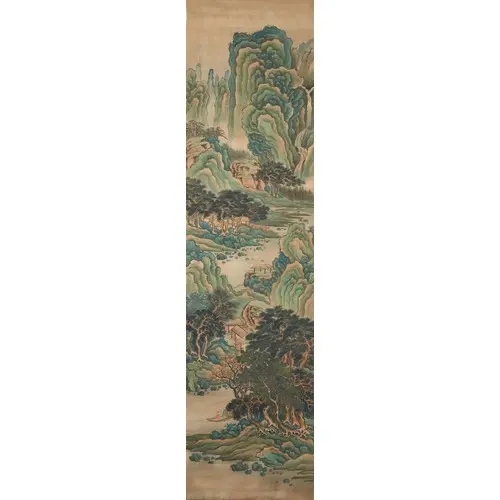 SCHOLAR FISHING IN VERDANT MOUNTAINS 19/20TH CENTURY The lan...
