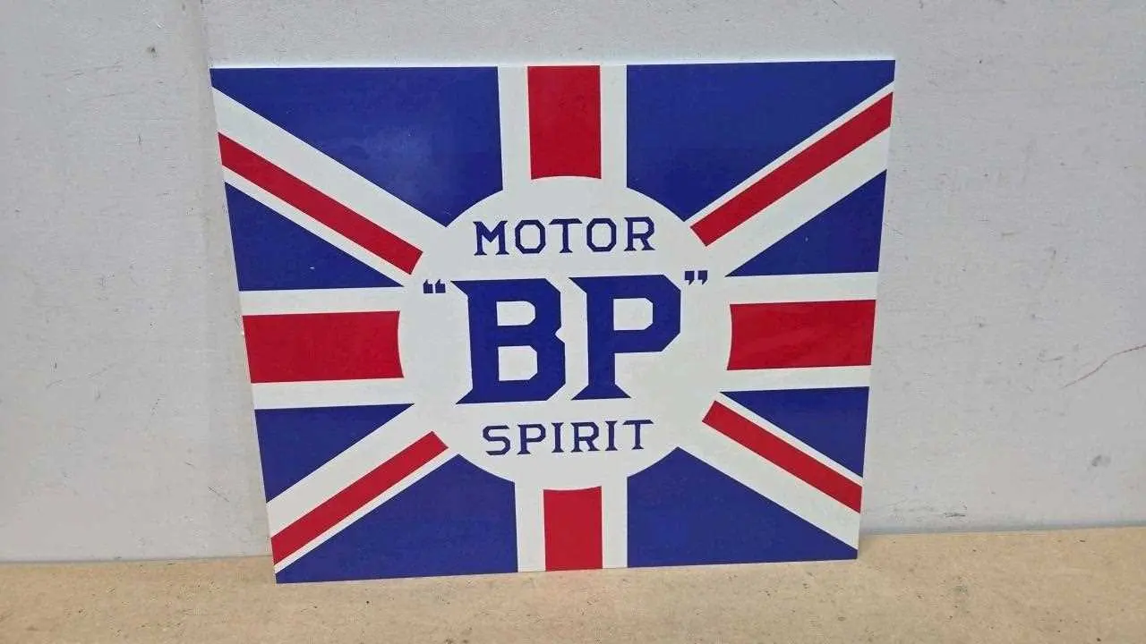 BP MOTOR SPIRIT , REPRO PERSPEX SIGN 24" X 20"