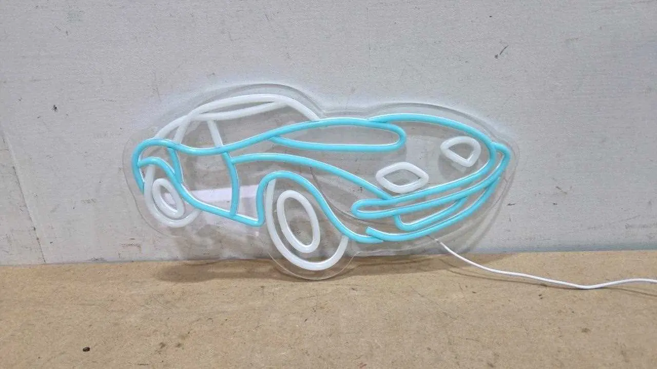 CORVETTE STINGRAY SHAPED LIGHT UP SIGN 16" X 8"