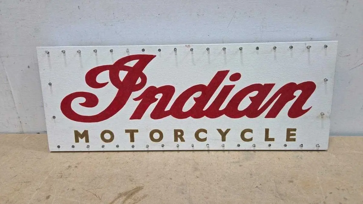 WOODEN HAND PAINTED , INDIAN MOTOR CYCLES SIGN