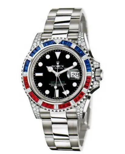 Rolex GMT-Master II GMT 18K White Gold & Diamonds & Rubys & Sapphires