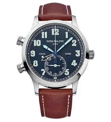 Patek Philippe Complications Calatrava Pilot Travel Time White Gold Men's Watch
