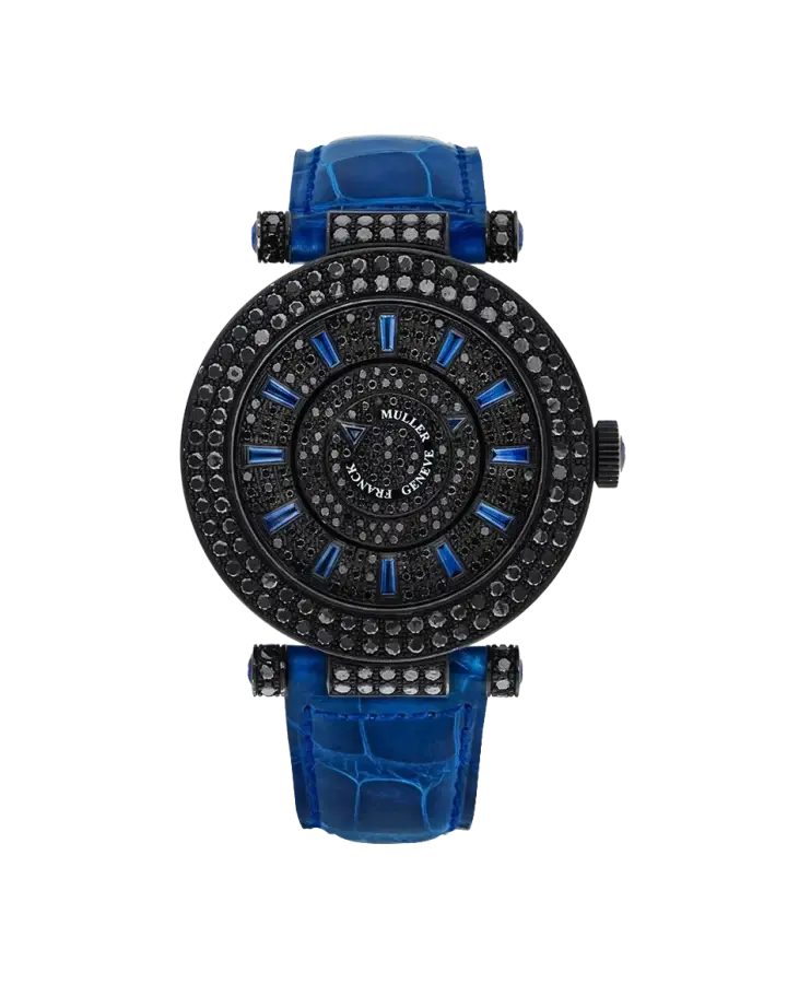 Franck Muller Ronde Double Mystery 18K White Gold PVD & Black Diamond
