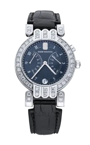 Harry Winston Excenter Bi Retrograde 18K White Gold & Diamonds Lady's Watch