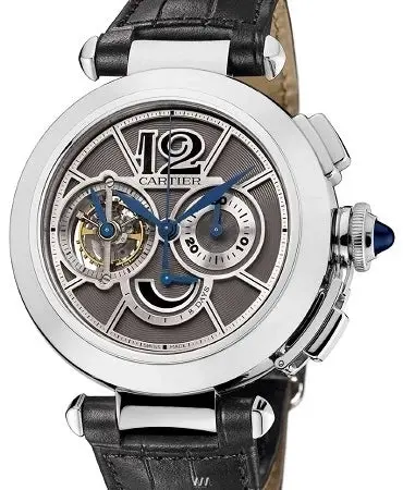 Cartier Pasha Flying Tourbillon Skeleton Chronograph 18K White Men's Watch