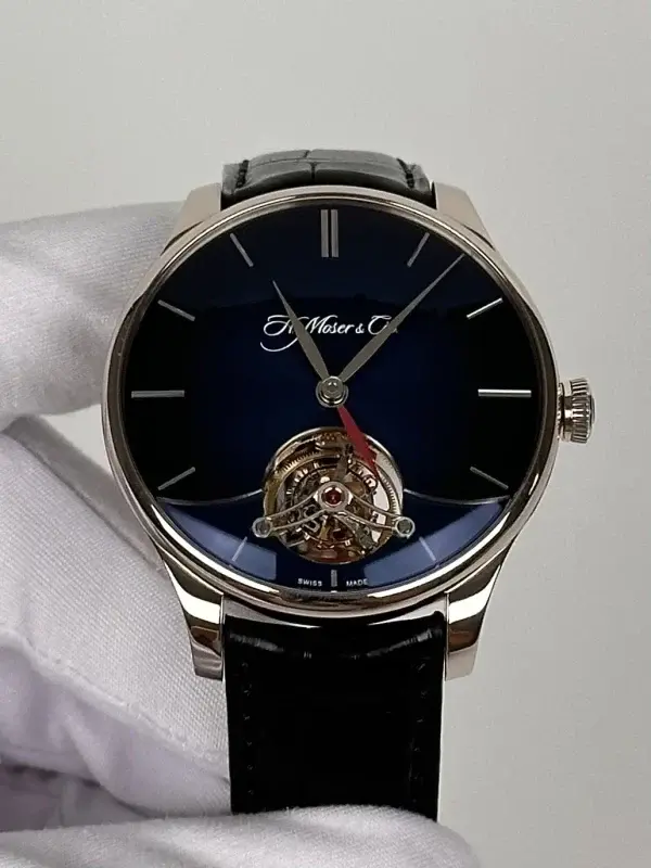 H.Moser & Cie Dual Time Venturer Tourbillon 18K White Gold Men's Watch