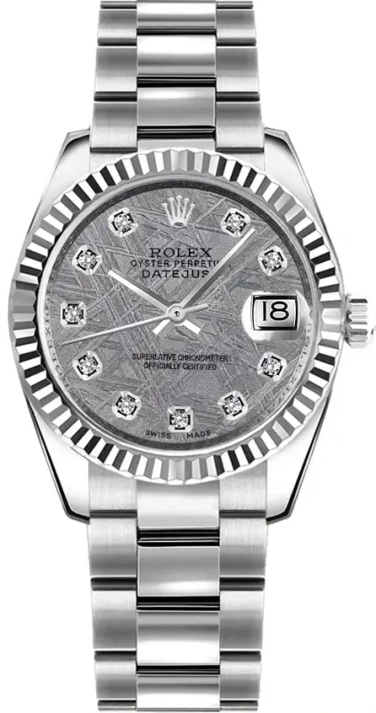 Rolex Datejust 18K White Gold/Stainless Steel & Diamonds Lady's Watch