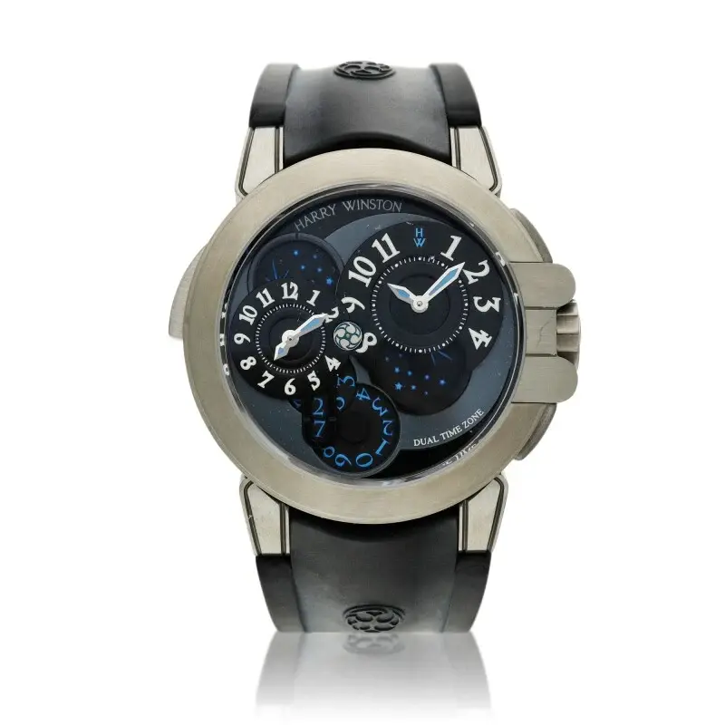 Harry Winston Ocean Dual Time 18K White Gold Men's Watch