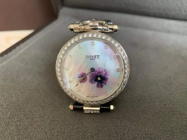Bovet Amadeo Fleurier 39mm "Pansy" Ladies Watch in 18K White Gold