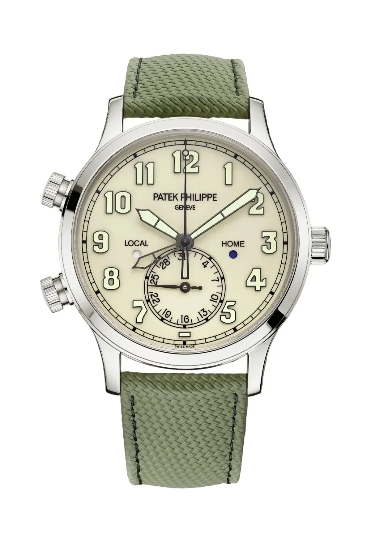 Patek Philippe Calatrava Pilot Travel Time 18K White Gold Men's Watch