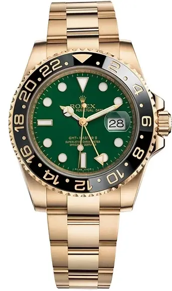 Rolex GMT-Master II Green dial 18K Yellow Gold & Ceramic Men's Watch