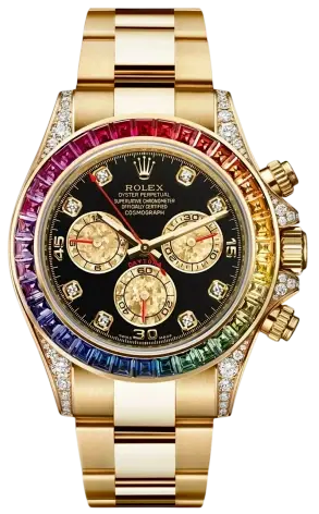 Rolex Daytona Cosmograph 'Rainbow' 18K Yellow Gold & Diamonds & Sapphires