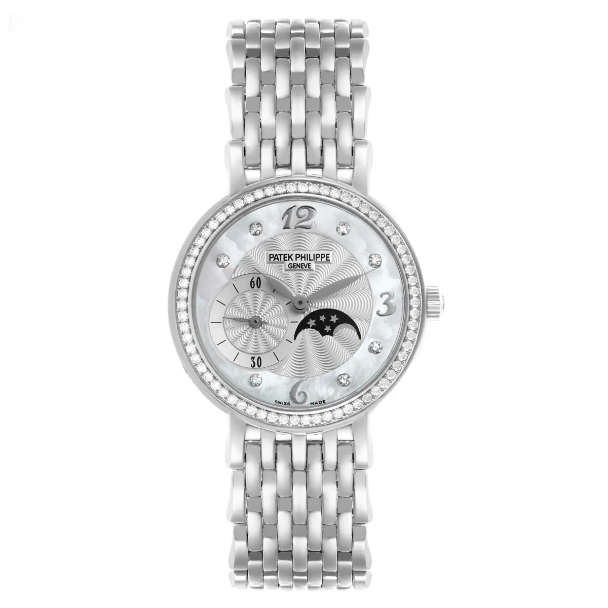 Patek Philippe Complicated 18K White Gold & Diamond Moon Phase Lady’s Watch