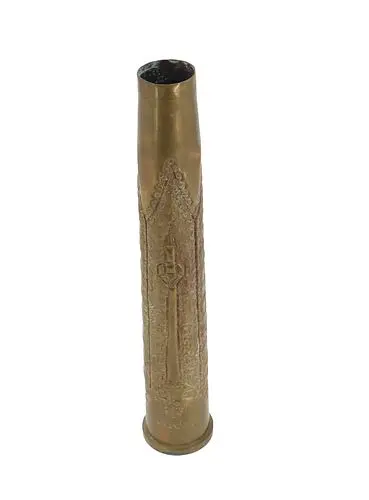 Vintage Bosnian Trench Art Brass Embossed Artillery Shell