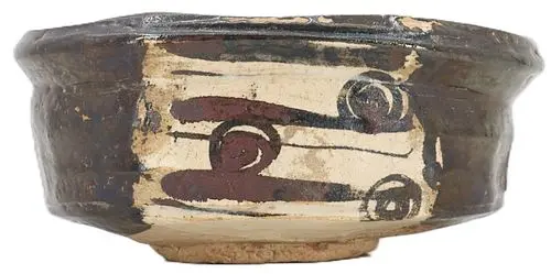 Likely Early 17th Century Japanese Ceramic Kutsu-Gata Chawan Tea Bowl