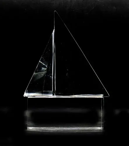 Steuben Glass Sail Boat Sculpture on Acrylic Base
