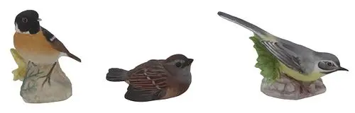(3) Vintage Ceramic and Wood Bird Figurines