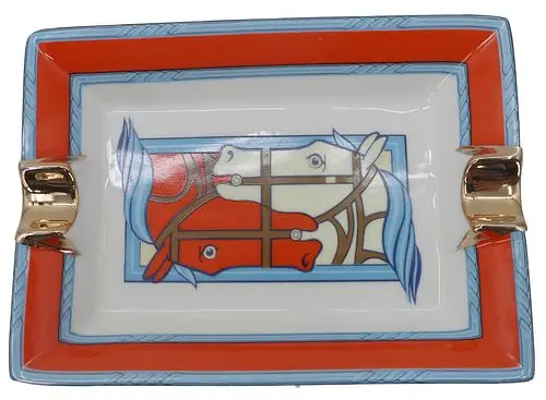 Hermes Quadrige Horse Porcelain Cigar Ashtray