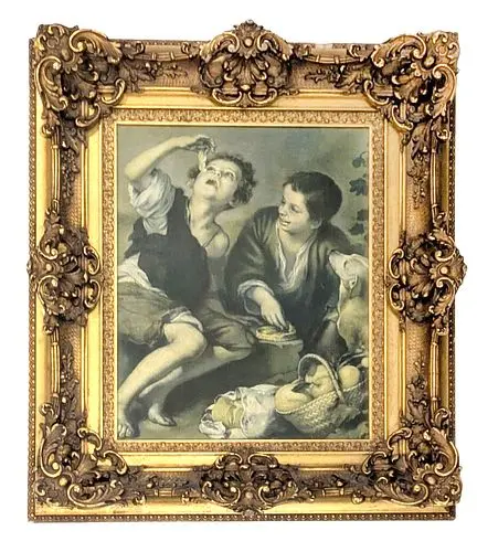 Ornately Carved Rococo Style Gilt Wooden Frame - 27 x 22 in.