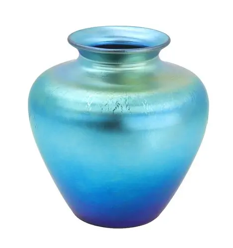 Steuben Glass Works Blue Aurene Glass Cabinet Vase