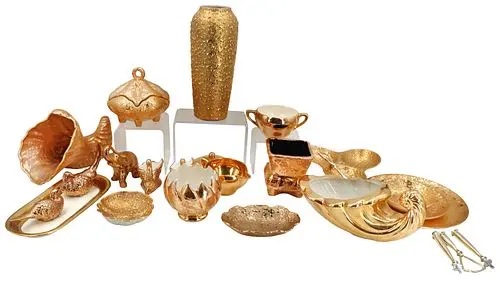 (20) Vintage Hollywood Regency Ceramic and 22k Gold Gilt Decor Items - AS IS