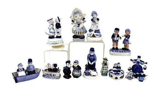 (16) Dutch Delft Blue and White Ceramic Figurines