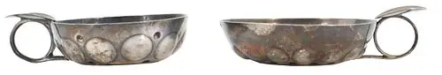 (2) Antique French Sterling Silver Tastevin Wine Taster Cups - 5.590 ozt.