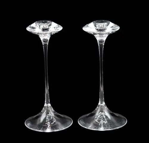 Kjell Engman (Born 1946) Swedish, Pair of Kosta Boda "Fanfare" Crystal