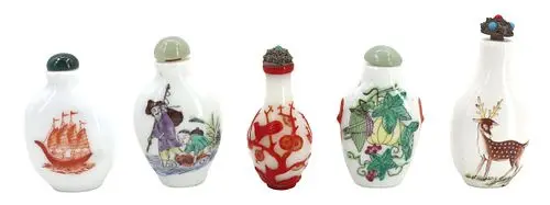 (5) Chinese Painted Porcelain Snuff Bottles