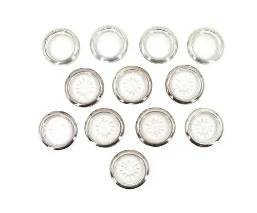 (12) Frank M. Whiting Sterling Silver and Cut Glass Coasters