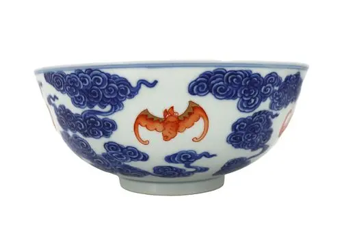 Vintage Large Chinese Blue and White Porcelain Bowl