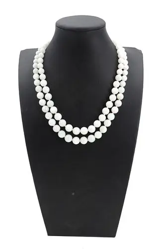 Double Strand White Jade Necklace With 14k Gold Clasp