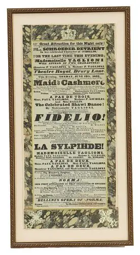 Theatre Royal, Drury Lane Historic Playbill: Marie Taglioni & Wilhelmine