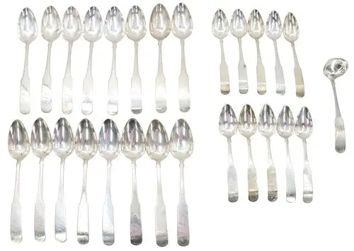 Nehemiah Dodge (1774-1843) American, (27) Pieces of Coin Silver Serveware