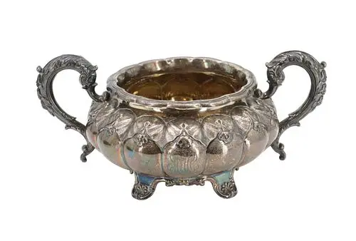 Antique English Sterling Silver Footed Two-Handle Sugar Bowl - 12.310 ozt.