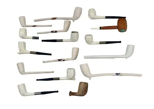 (16) White Ceramic Smoking Pipes