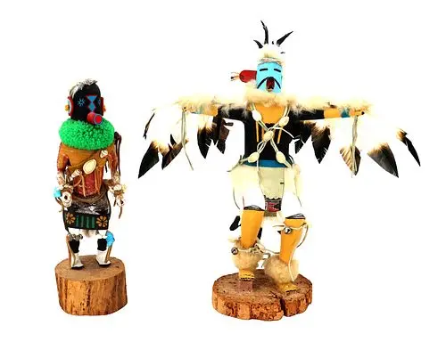 (2) Native American Zuni Lameman Family Handmade Kachina Dolls