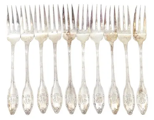 (10) Antique French Sterling Silver Pastry Forks - 10.220 ozt.