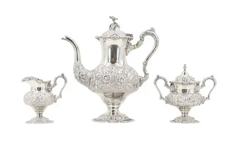 (3) Piece Stunning Antique Stieff Sterling Silver Tea Set - Approx. 52.630 ozt.