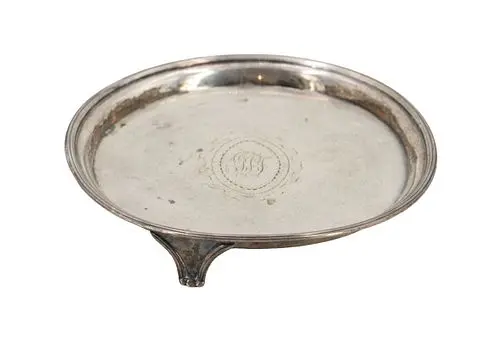 Antique English Georgian Sterling Silver Tri-Footed Card Tray - 5.155 ozt.