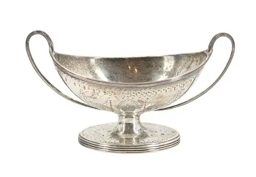 Antique English Sterling Silver Footed Two-Handle Salt Cellar - 2.920 ozt.